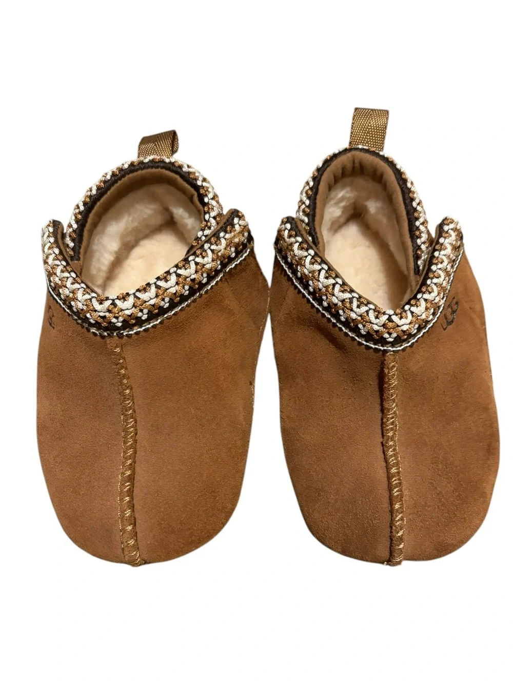 UGG Baby Tasman Slippers Chestnut Suede Shearling Size 4/5 Infant